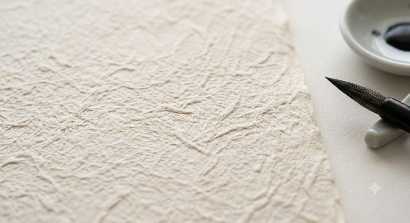 Close-up of handmade Japanese washi paper