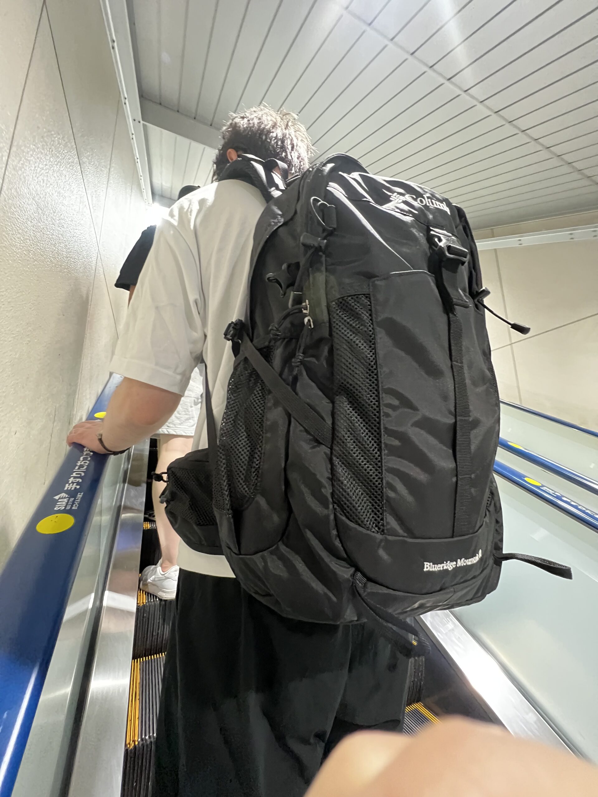 A 30-liter backpack packed for a Mount Fuji sunrise climb